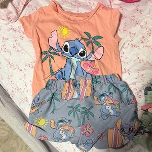 Stitch Graphic Tee and Shorts Set